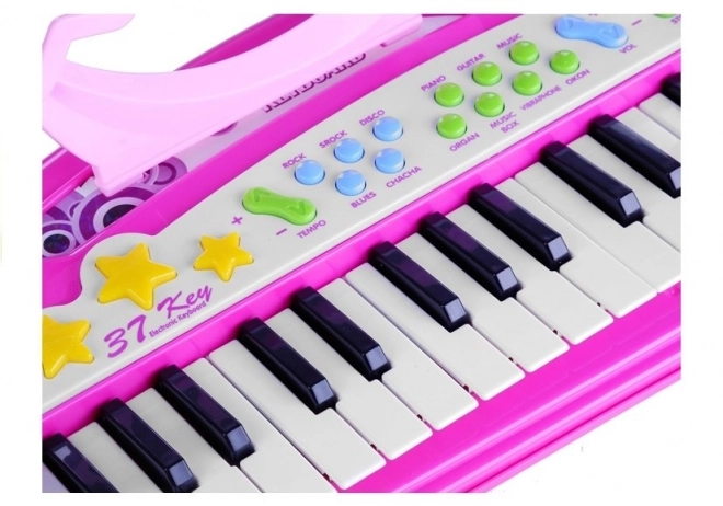 Tastiera musicale rosa con microfono e 37 tasti