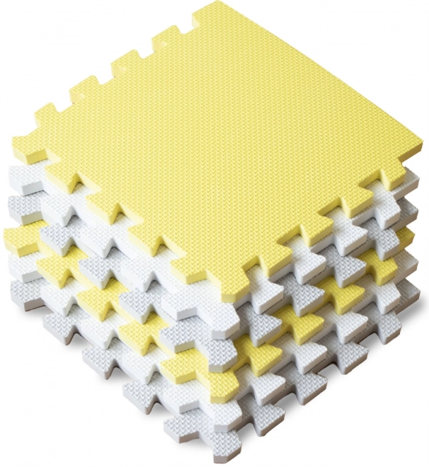 Tappeto puzzle in schiuma Kinderkraft Luno giallo-grigio 30 pezzi