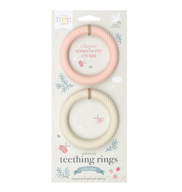A Little Lovely Company Dentizione in silicone con foglie 2 pezzi – Fragole con panna