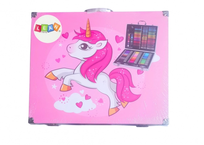 Set artistico con valigetta e unicorno rosa 150 pezzi