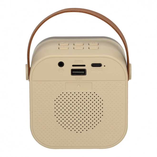 Set karaoke con due microfoni e altoparlante portatile Bluetooth LED beige
