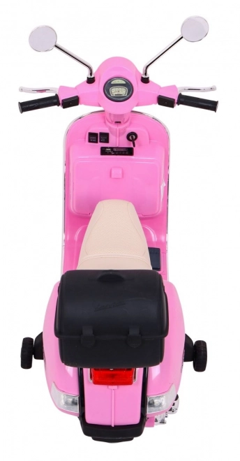 vespa elettrica per bambini rosa con ruote ausiliarie e audio