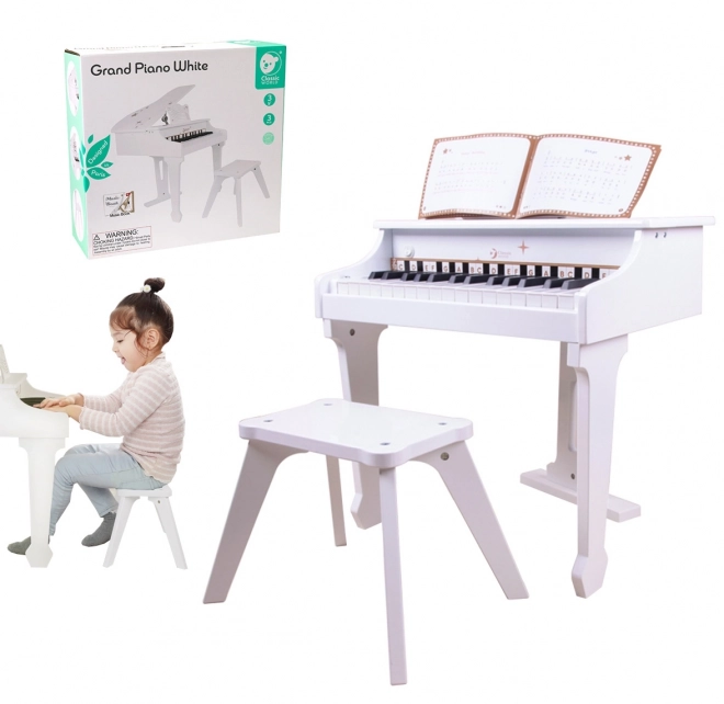 Pianoforte grande per bambini con sgabello e libro di apprendimento Classic World