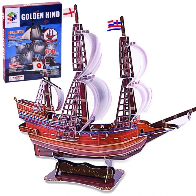 Puzzle 3D galeone Golden Hind