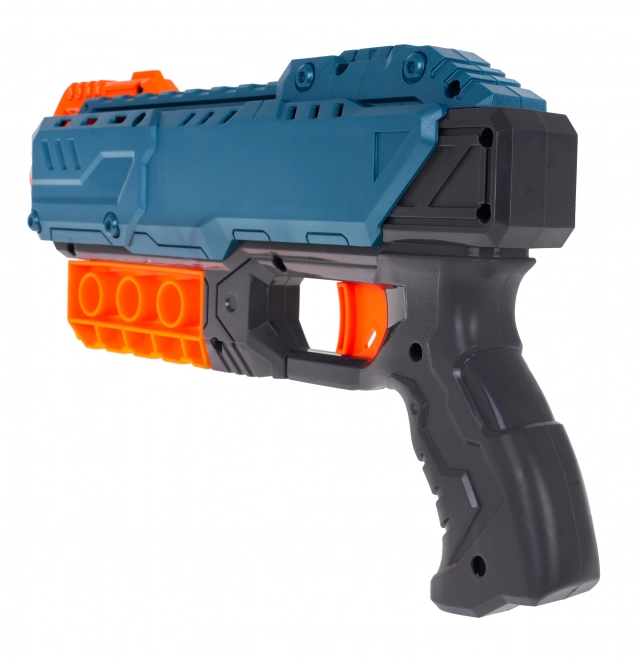 Pistola Turbo per bambini 8+ blu con 6 proiettili sicuri e meccanismo manuale