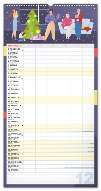 Calendario da parete pianificatore familiare XXL 2025