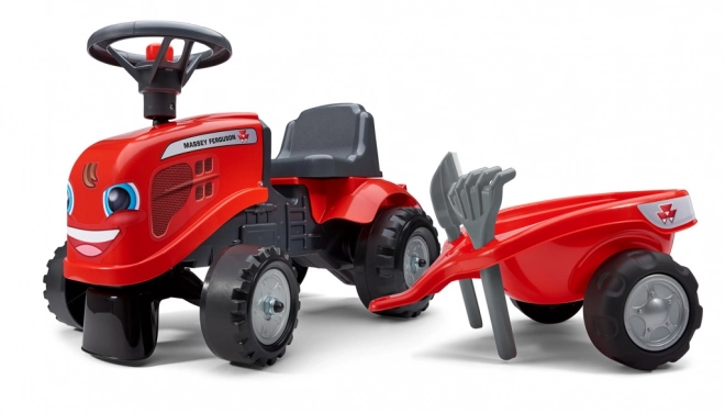 Trattore a spinta Massey Ferguson rosso con volante