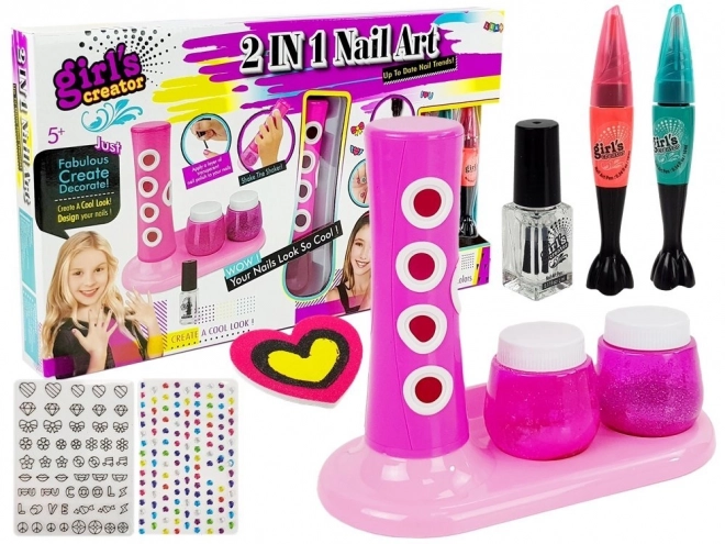 Kit per Nail Art con Glitter e Adesivi Colorati