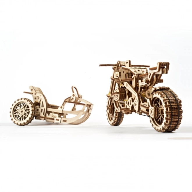 Moto Scrambler con Sidecar Ugears 3D Puzzle Meccanico di Legno