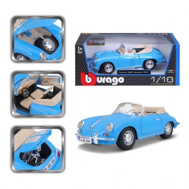 Modellino Porsche 356B Cabriolet 1961 Blu Bburago