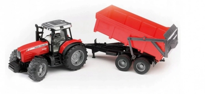 Trattore Bruder Massey Ferguson con rimorchio ribaltabile rosso