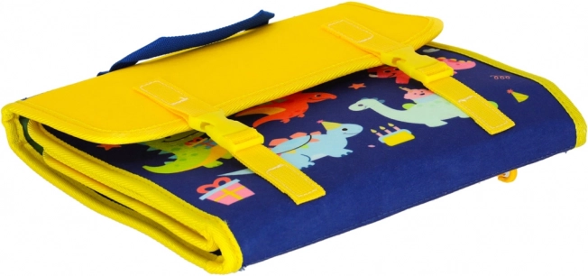 Tavola sensoriale manipolativa Montessori con tema di dinosauro blu
