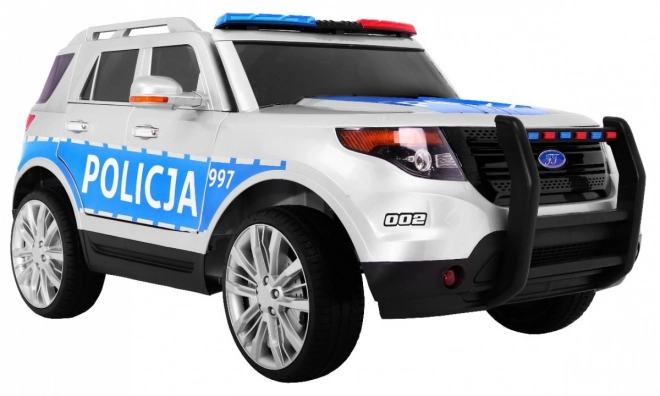 Auto della polizia SUV per bambini a batteria + sirene + luci + megafono + telecomando + avvio lento + EVA + adesivi
