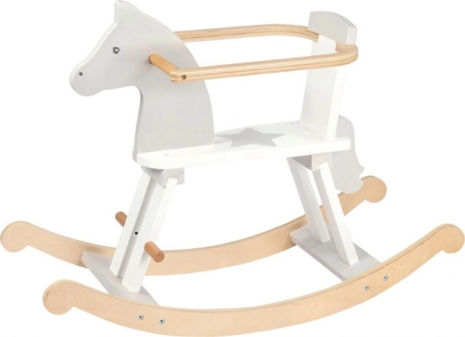 Cavallo a dondolo in legno con ringhiera