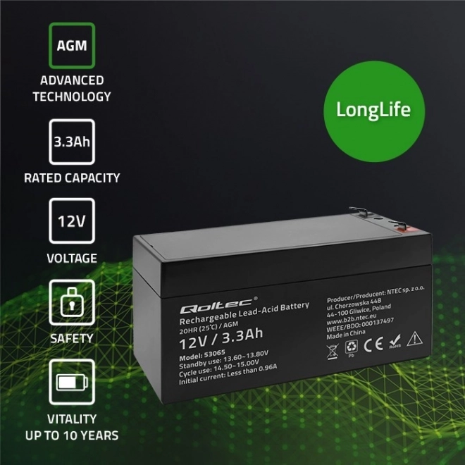 Batteria AGM 12V 3.3Ah
