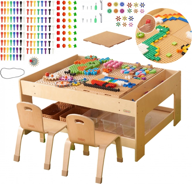 Tavolo educativo in legno Masterkidz con accessori STEM Wall