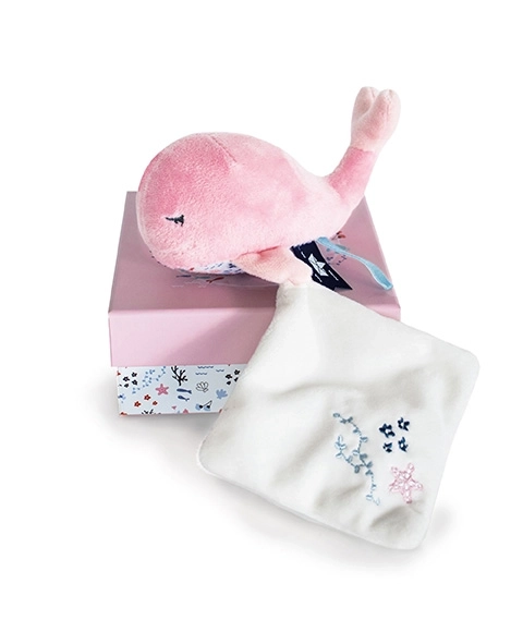 Doudou set regalo - Balena di peluche rosa 15 cm