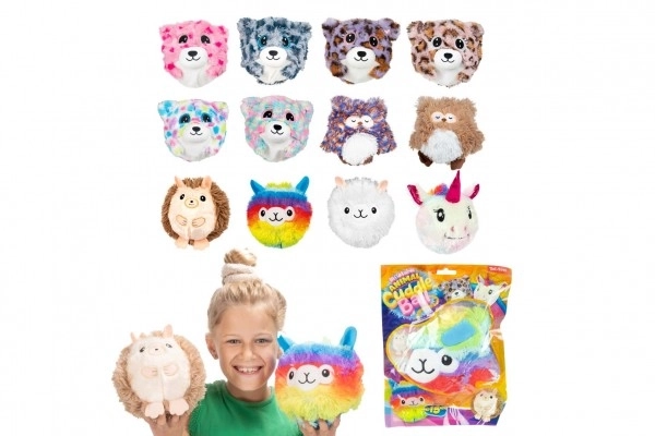 Palla di peluche gonfiabile con animaletto 15 cm