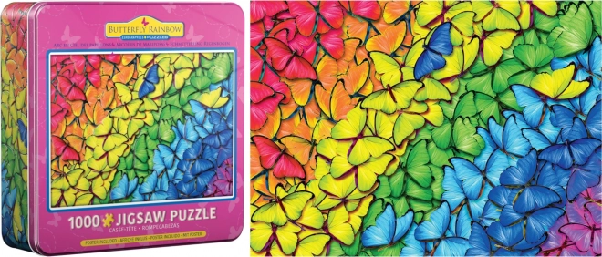 Puzzle Eurographics Arcobaleno di Farfalle 1000 Pezzi in Scatola di Latta