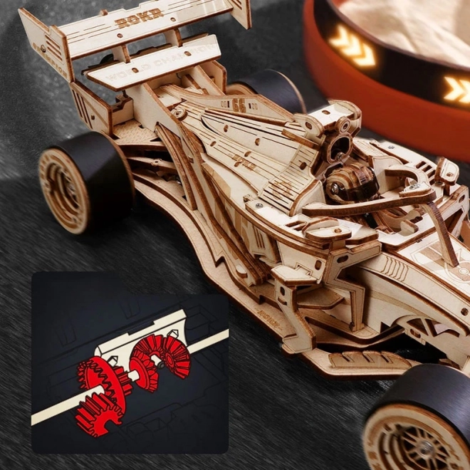 Modello 3D in legno di auto da corsa