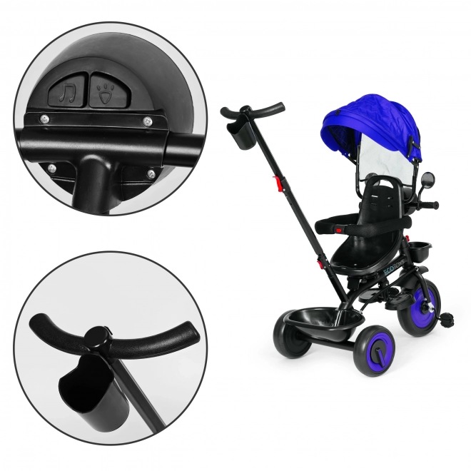 Triciclo passeggino 3 in 1 per bambini con sedile girevole e capottina