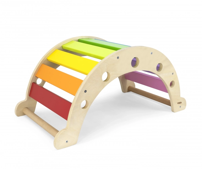 Ponte a dondolo in legno color arcobaleno Montessori di Viga