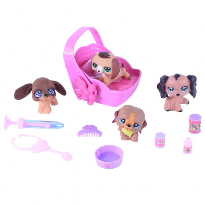 Set di Cuccioli con Accessori e Trasportino con Suoni e Luci