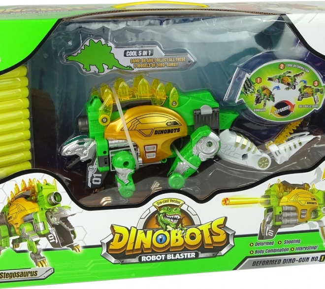 Dinobots 2v1 Stegosaurus verde - dinomu a dardi in schiuma