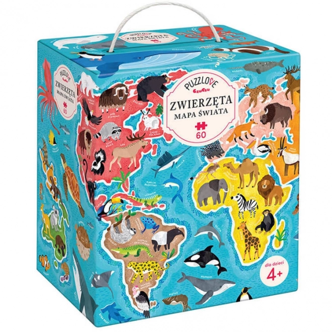 Puzzle Puzzlove 60 Pezzi - Mappa del Mondo Animali