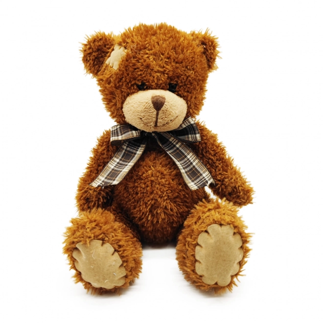 Orsetto di peluche con fiocco 25 cm marrone scuro