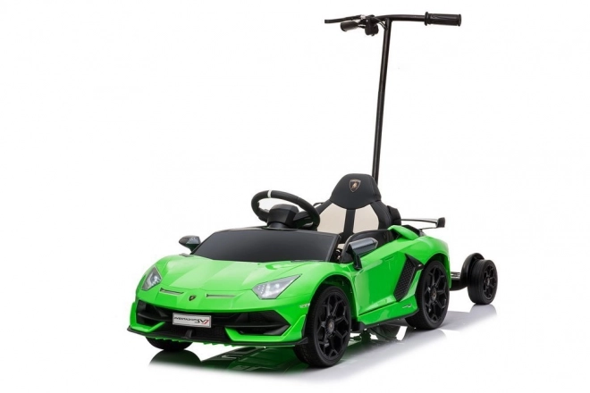 Auto elettrica per bambini Lamborghini Aventador verde con piattaforma