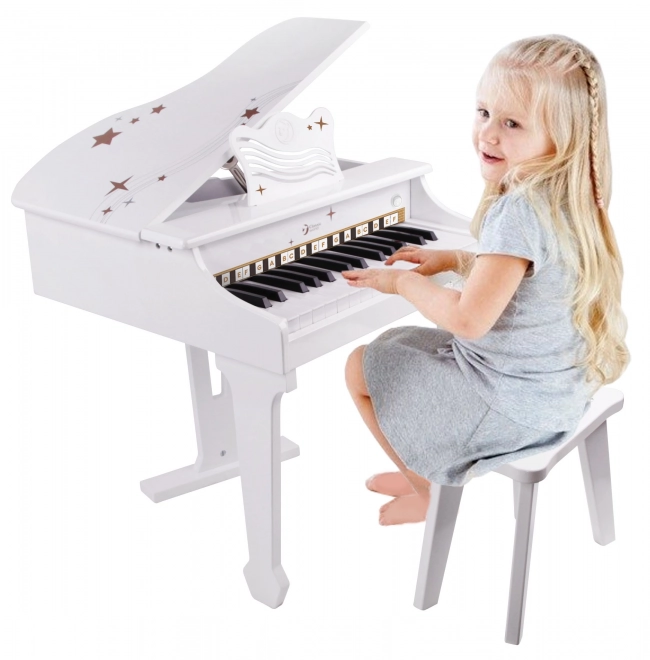 Pianoforte grande per bambini con sgabello e libro di apprendimento Classic World