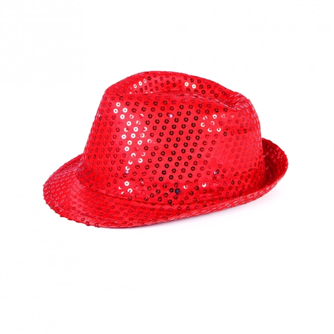 Cappello da discoteca rosso con luce LED per adulti