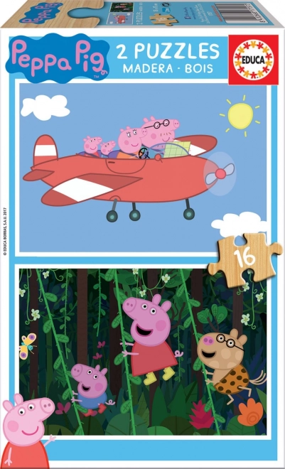 Puzzle in legno Peppa Pig 2x16 pezzi