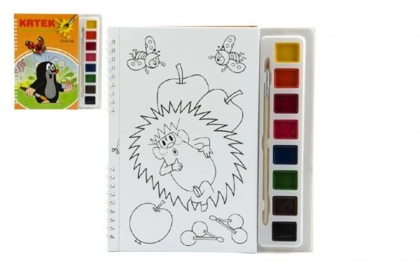 Libro da colorare con colori ad acqua e pennello di Krtek