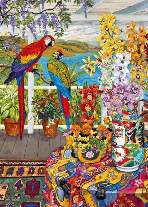 Puzzle Pappagalli sulla Veranda 1000 Pezzi