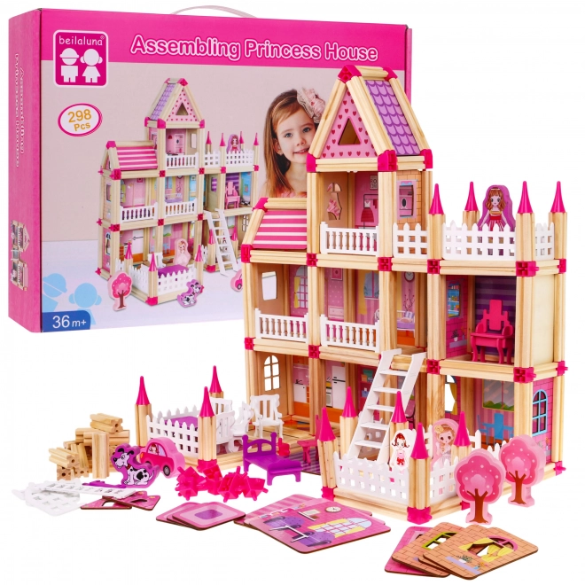 Mega set costruzioni in legno per bambine 3+ castello delle principesse