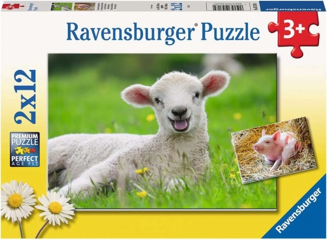 Puzzle Animali della Fattoria 2x12 pezzi Ravensburger