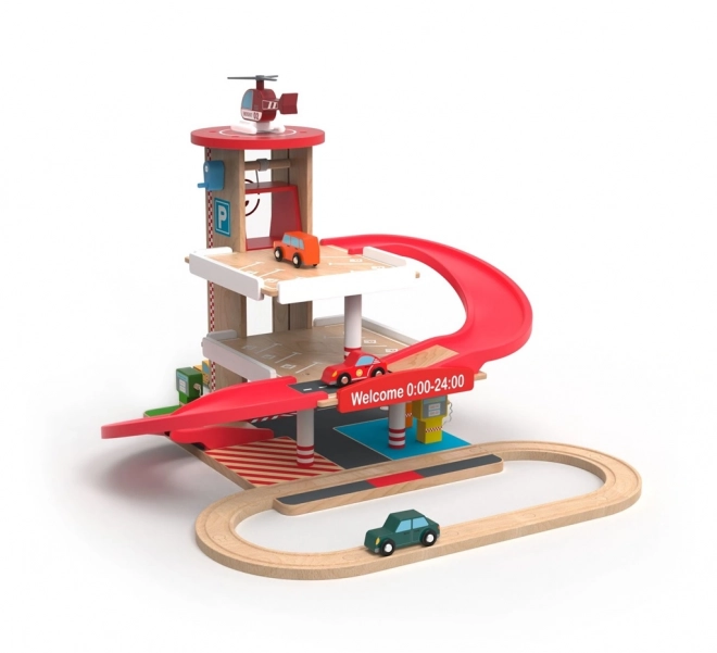 Giochi 2Kids garage di legno con pista del treno