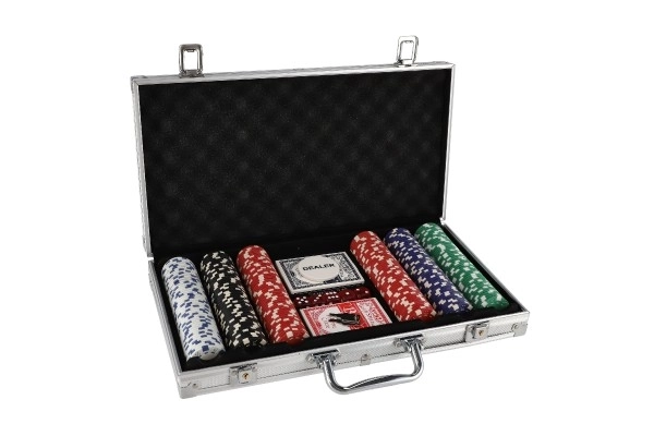 Set Poker 300 Pezzi con Carte e Dadi in Valigetta di Alluminio