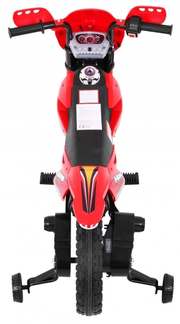 Motocicletta Cross per bambini a batteria con ruote ausiliarie e suoni LED - Rosso