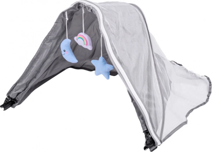 Cappottina con zanzariera e giochi sospesi