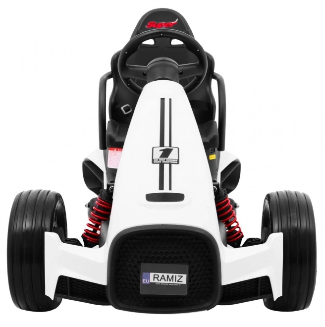 Go-kart per bambini Bolid XR-1 a batteria Bianca + manubrio regolabile + sedile sagomato