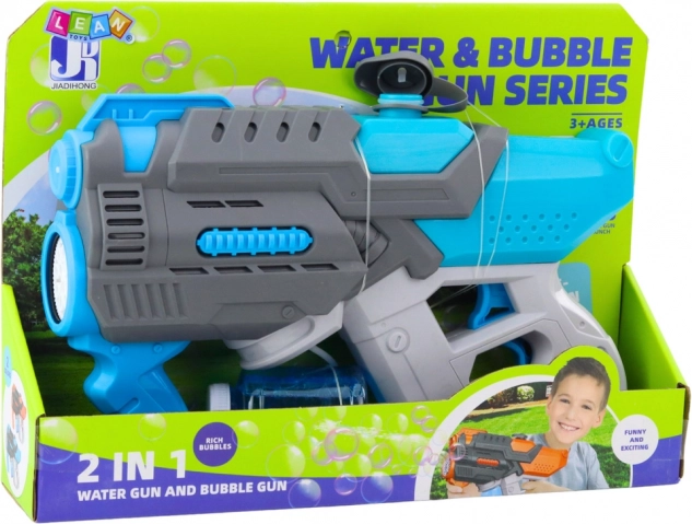 Pistola ad acqua elettrica con bolle 2 in 1 blu-grigio