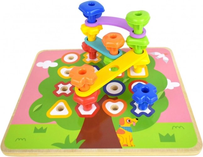 Tabellone multifunzionale Tooky Toy con bulloni colorati per l'apprendimento delle forme