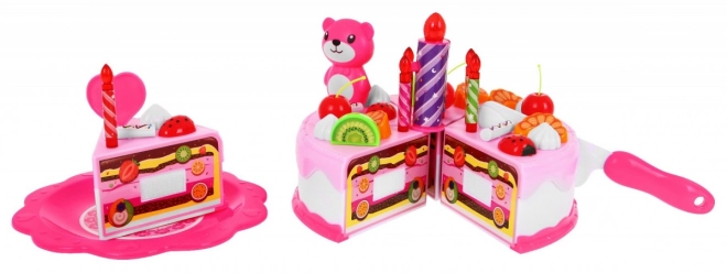 Set di organizzazione festa per bambini 3+ rosa torta con dolcetti e candela interattiva