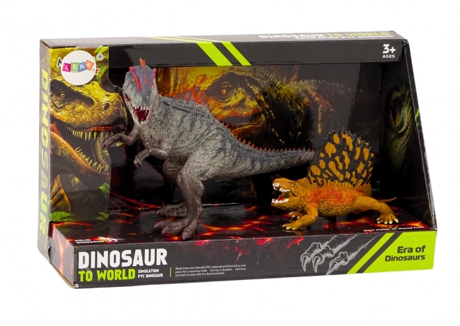 Set di figure di dinosauri Dimetrodon e Allosauro