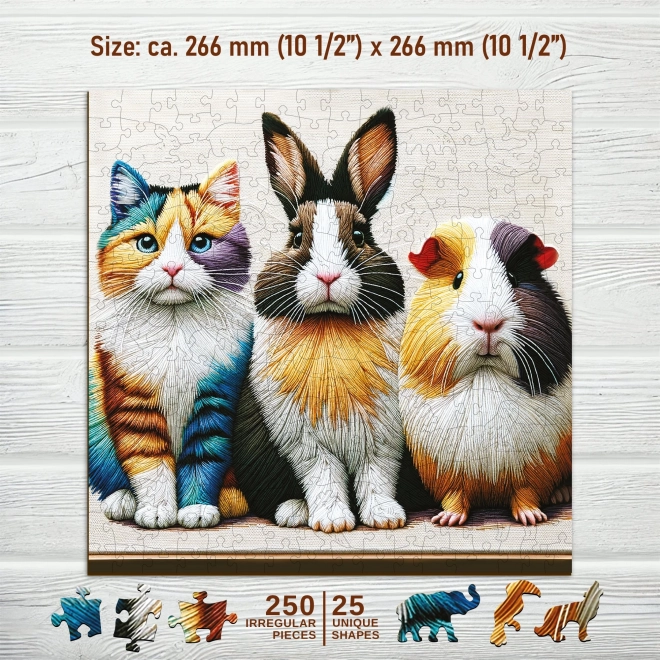 Puzzle di legno WOODEN CITY gatto, coniglio e cavia 250 pezzi