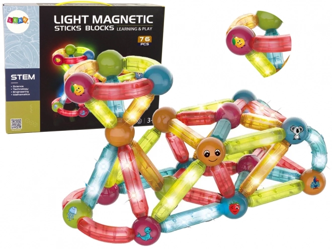 Blocchi Magnetici Luminosi Educativi - Set da 76 Pezzi