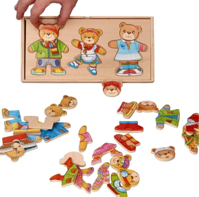 Famiglia di Orsi da Vestire - Puzzle in Legno